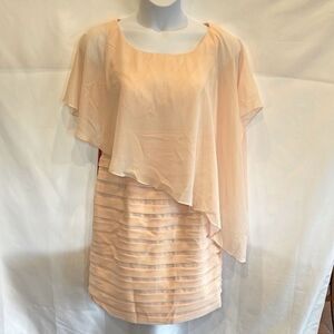 JJ’s House  pearl pink caplet sheath knee length chiffon pleated skirt